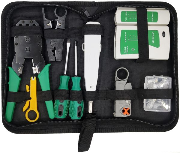 Network Tool Kit for Cat5 Cat5e Cat6, 11 in 1 Portable Ethernet Cable Crimper Kit with a Ethernet Crimping Tool, 8p8c 6p6c Connectors rj45 rj11 Cat5 Cat6 Cable Tester, 110 Punch Down Tool