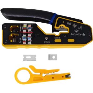 RJ45 Crimp Tool Pass Through Crimper Cutter for Cat6a Cat6 Cat5 Cat5e 8P8C Modular Connector Ethernet Crimper Tool