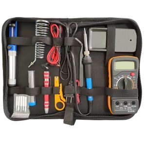 Electric Sodering Iron Kit set 110V 60W Adjustable Temperature Soldering Iron Digital Multimeter 5pcs Soldering Tips Solder Wire Stand, Desoldering Pump Tweezers Welding Tool Screwdriver wire stripper